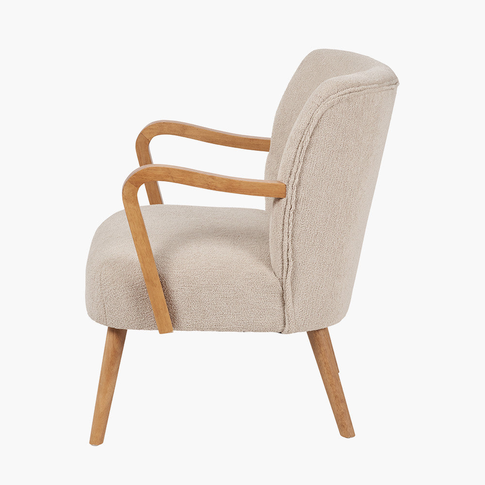 Sennori Taupe Teddy Fabric & Rubber Wood Occasional Chair